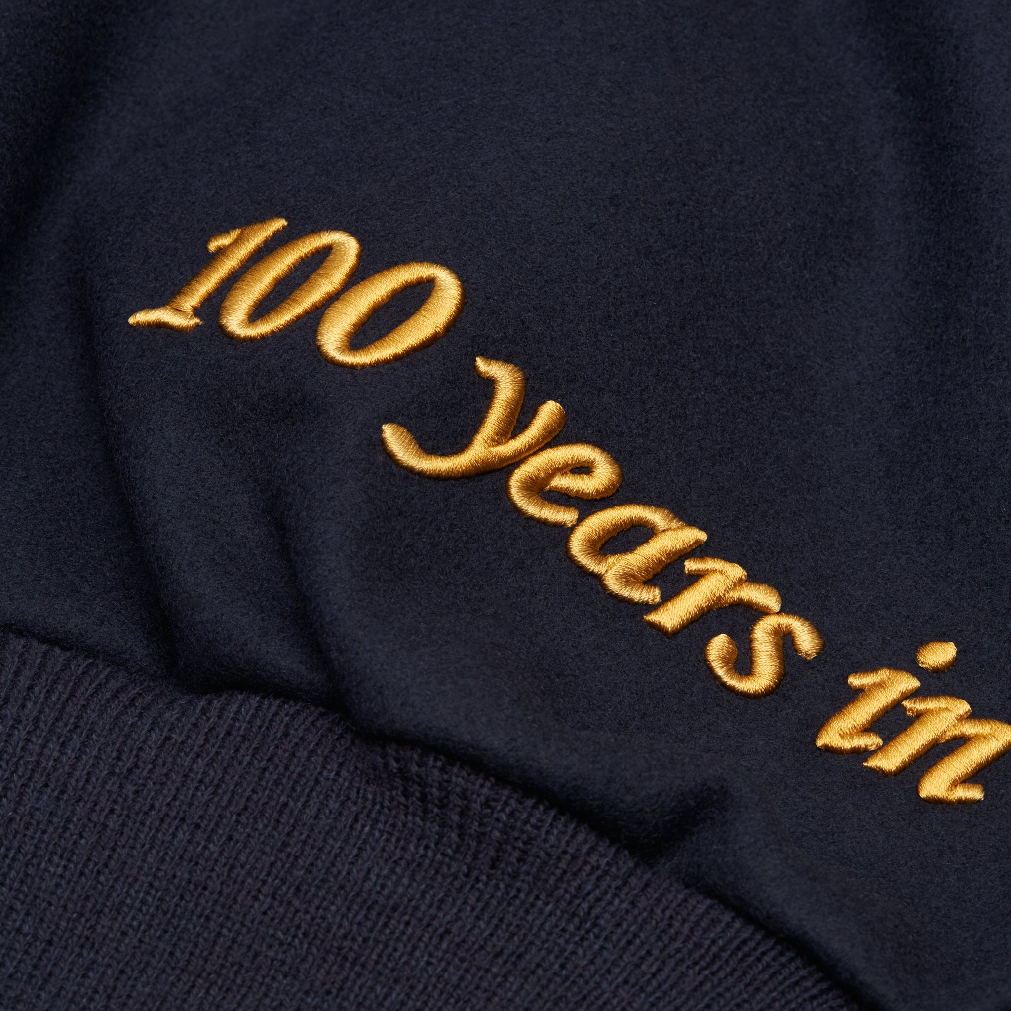 THE ALBANY ANNIVERSARY JACKET - Navy Melton Wool/Mahogany Leather Classic Fit - Golden Bear Sportswear