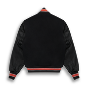 THE ALBANY - Black Melton Wool/Black Leather/Orange Stripe Classic Fit - Golden Bear Sportswear