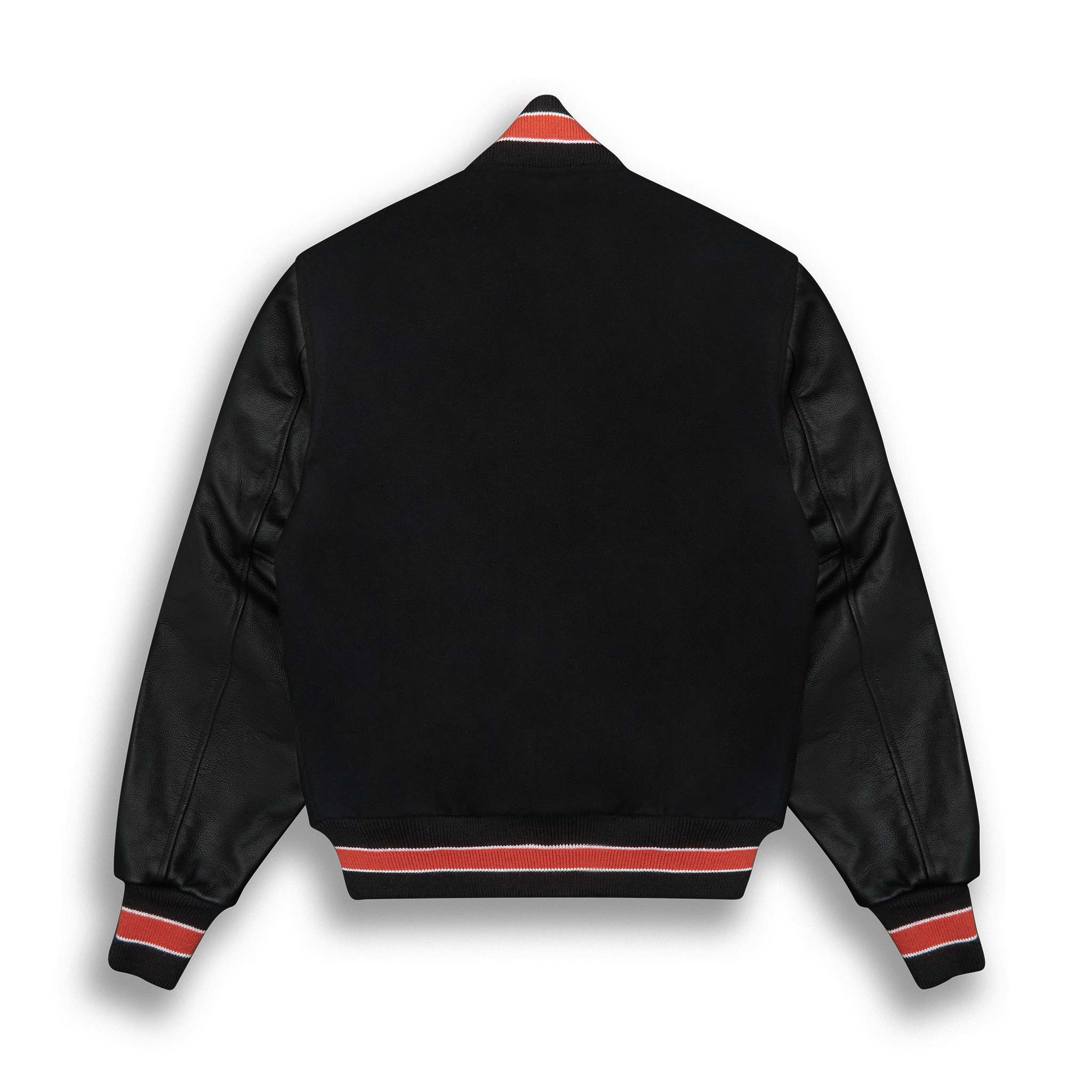 THE ALBANY - Black Melton Wool/Black Leather/Orange Stripe Classic Fit - Golden Bear Sportswear