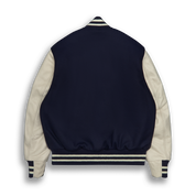 THE ALBANY - Navy Melton Wool/Stone Leather Classic Fit - Golden Bear Sportswear