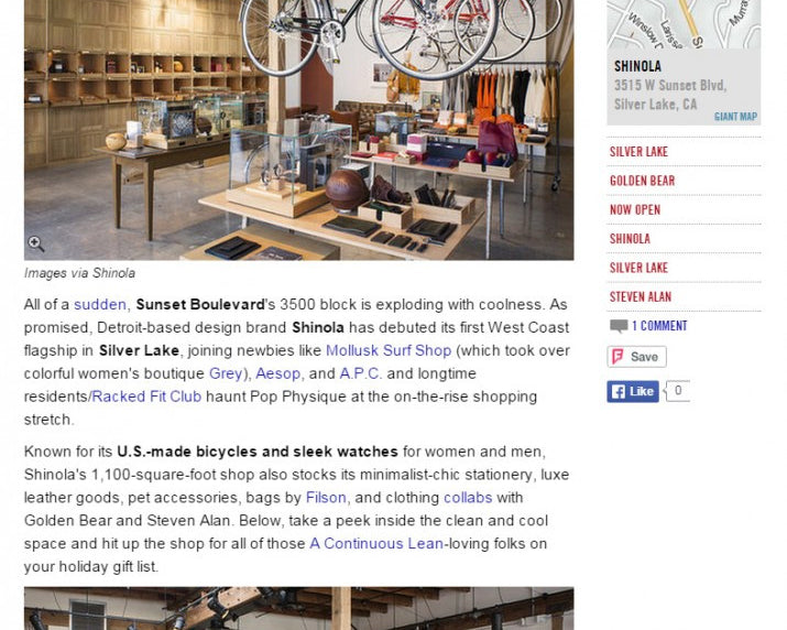 SHINOLA’S NEW SILVER LAKE LOCATION CARRIES GOLDEN BEAR