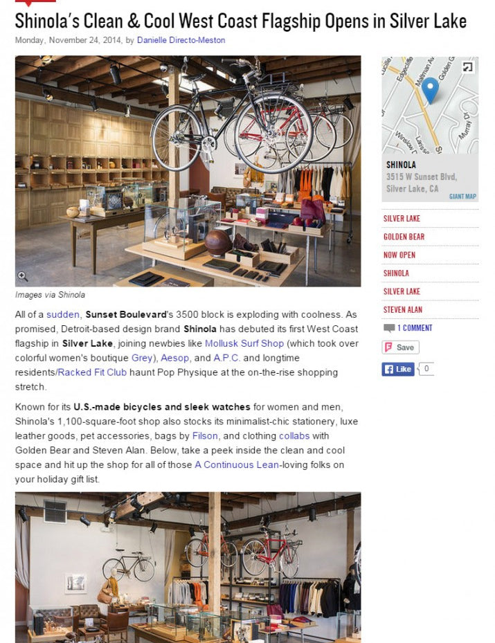 SHINOLA’S NEW SILVER LAKE LOCATION CARRIES GOLDEN BEAR