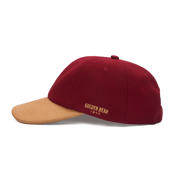 THE 9ER - Red Melton Wool/Gold Leather Cap
