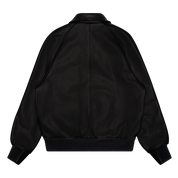 THE RIVERTON - Black Old English Leather Raglan Classic Fit Bomber