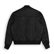 THE PACIFIC - Black Leather MA-1 Bomber Jacket Classic Fit