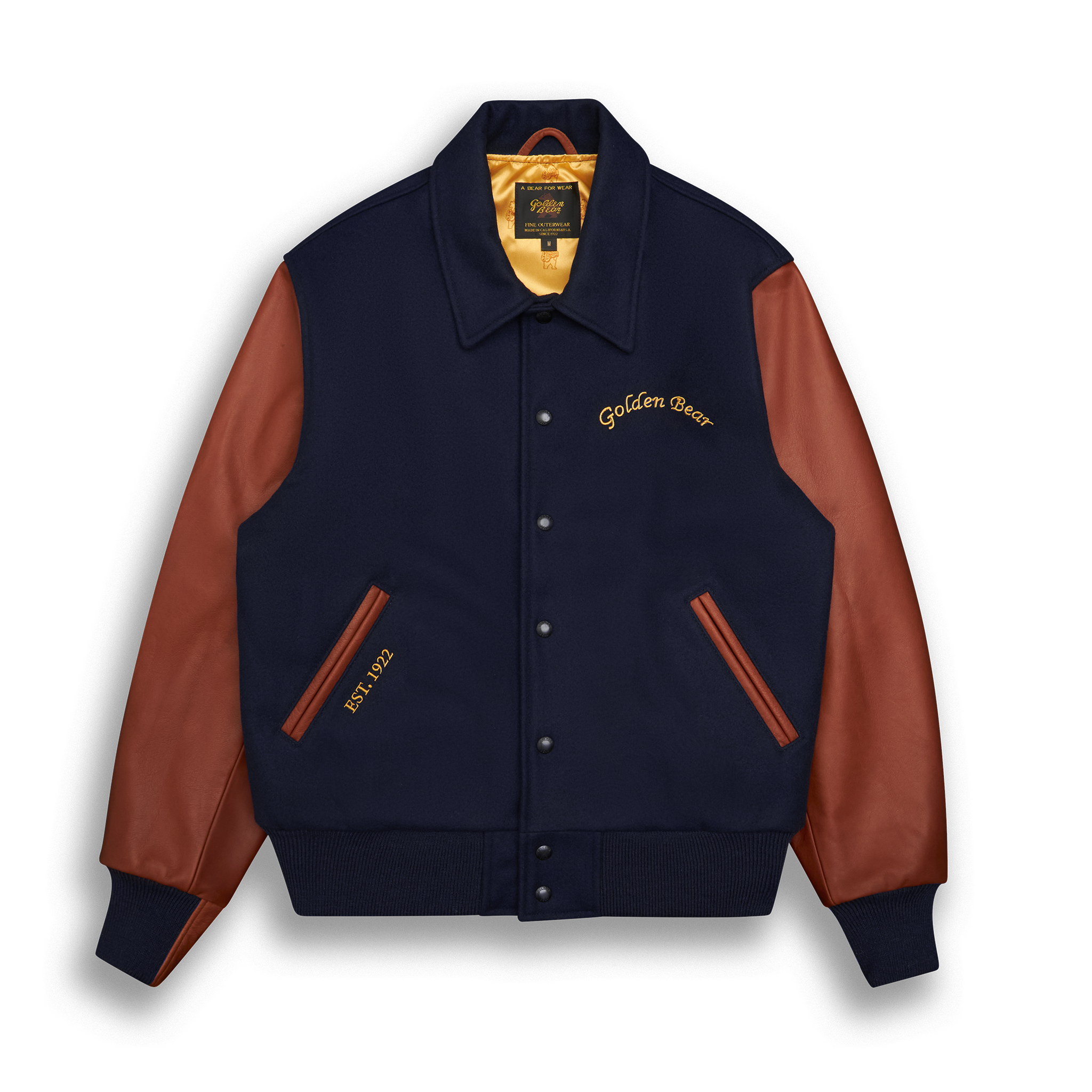 THE ALBANY ANNIVERSARY JACKET - Navy Melton Wool/Mahogany Leather Classic Fit