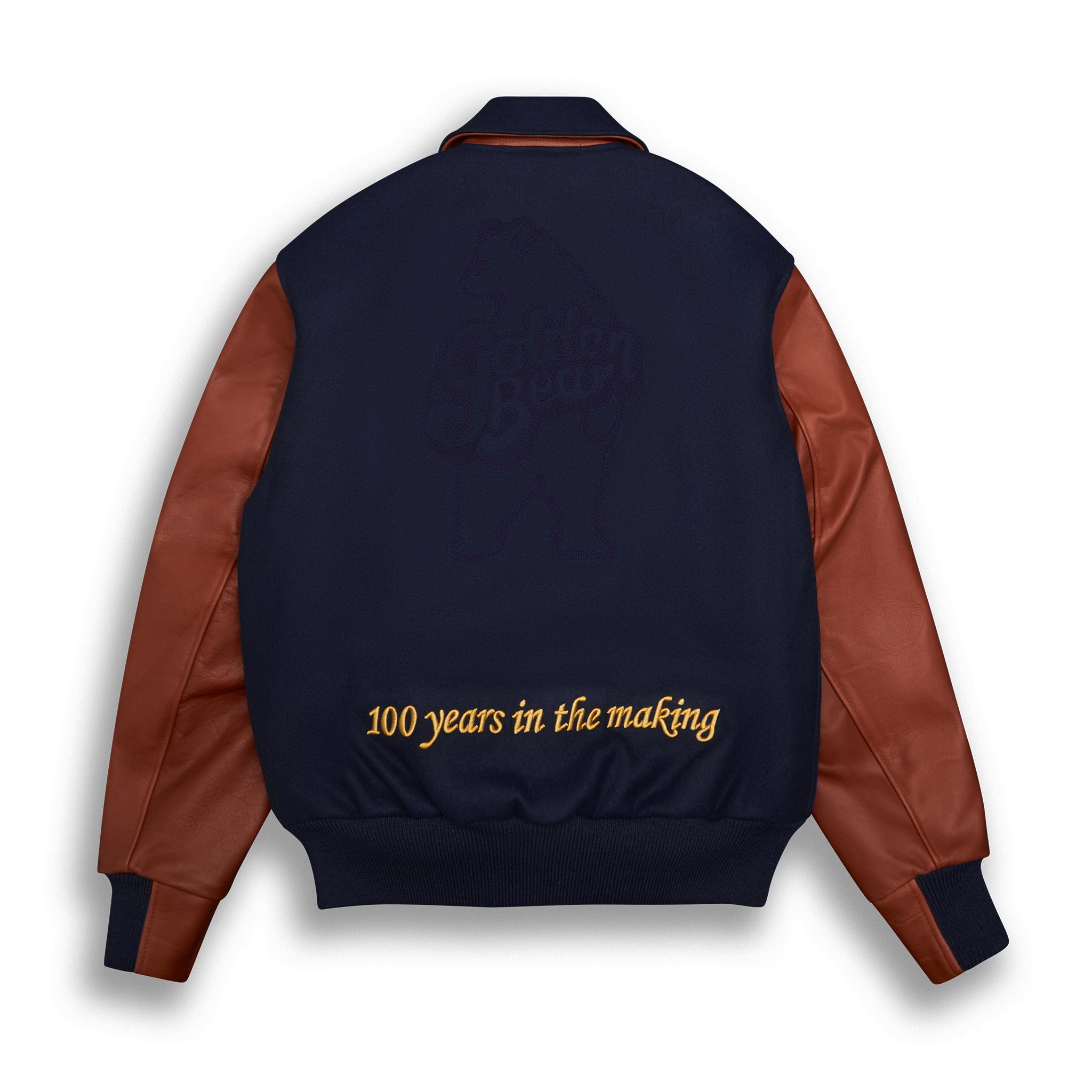 THE ALBANY ANNIVERSARY JACKET - Navy Melton Wool/Mahogany Leather Classic Fit