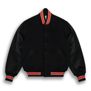 THE ALBANY - Black Melton Wool/Black Leather/Orange Stripe Classic Fit