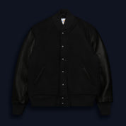 THE ALBANY - Black Melton Wool/Black Leather Contemporary Fit