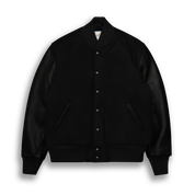 THE ALBANY - Black Melton Wool/Black Leather Contemporary Fit
