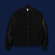 THE ALBANY - Black Melton Wool/Black Leather Tall Classic Fit