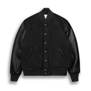 THE ALBANY - Black Melton Wool/Black Leather Classic Fit