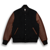 THE ALBANY - Black Melton Wool/Espresso Leather Classic Fit