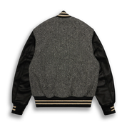THE ALBANY - Black-Cream Herringbone Wool/Black Leather Classic Fit