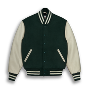 THE ALBANY - Forest Melton Wool/Stone Leather Classic Fit