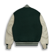 THE ALBANY - Forest Melton Wool/Stone Leather Classic Fit