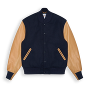 THE ALBANY - Navy Melton Wool/Tan Leather Classic Fit