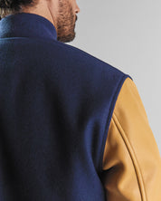 THE ALBANY - Navy Melton Wool/Tan Leather Classic Fit