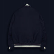 THE PORTOLA - Navy Wool/Striped Cuff Classic Fit