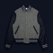 THE ALBANY - Grey Melton Wool/Navy Leather Contemporary Fit