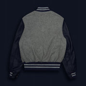 THE ALBANY - Grey Melton Wool/Navy Leather Contemporary Fit