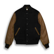 THE ALBANY - Black Melton Wool/Olive Leather Contemporary Fit