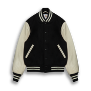 THE ALBANY - Black Melton Wool/Stone Leather Contemporary Fit