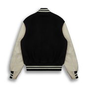 THE ALBANY - Black Melton Wool/Stone Leather Contemporary Fit