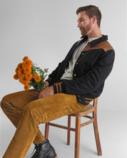 THE LOBOS - Western Varsity Jacket Black/Espresso Classic Fit