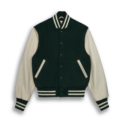 THE ALBANY - Forest Melton Wool/Stone Leather Contemporary Fit