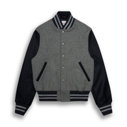 THE ALBANY - Grey Melton Wool/Navy Leather Contemporary Fit
