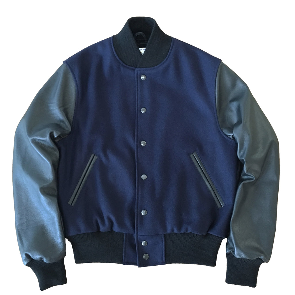 Navy/Black Contemporary Fit Varsity Jacket - Golden Bear Sportswear 