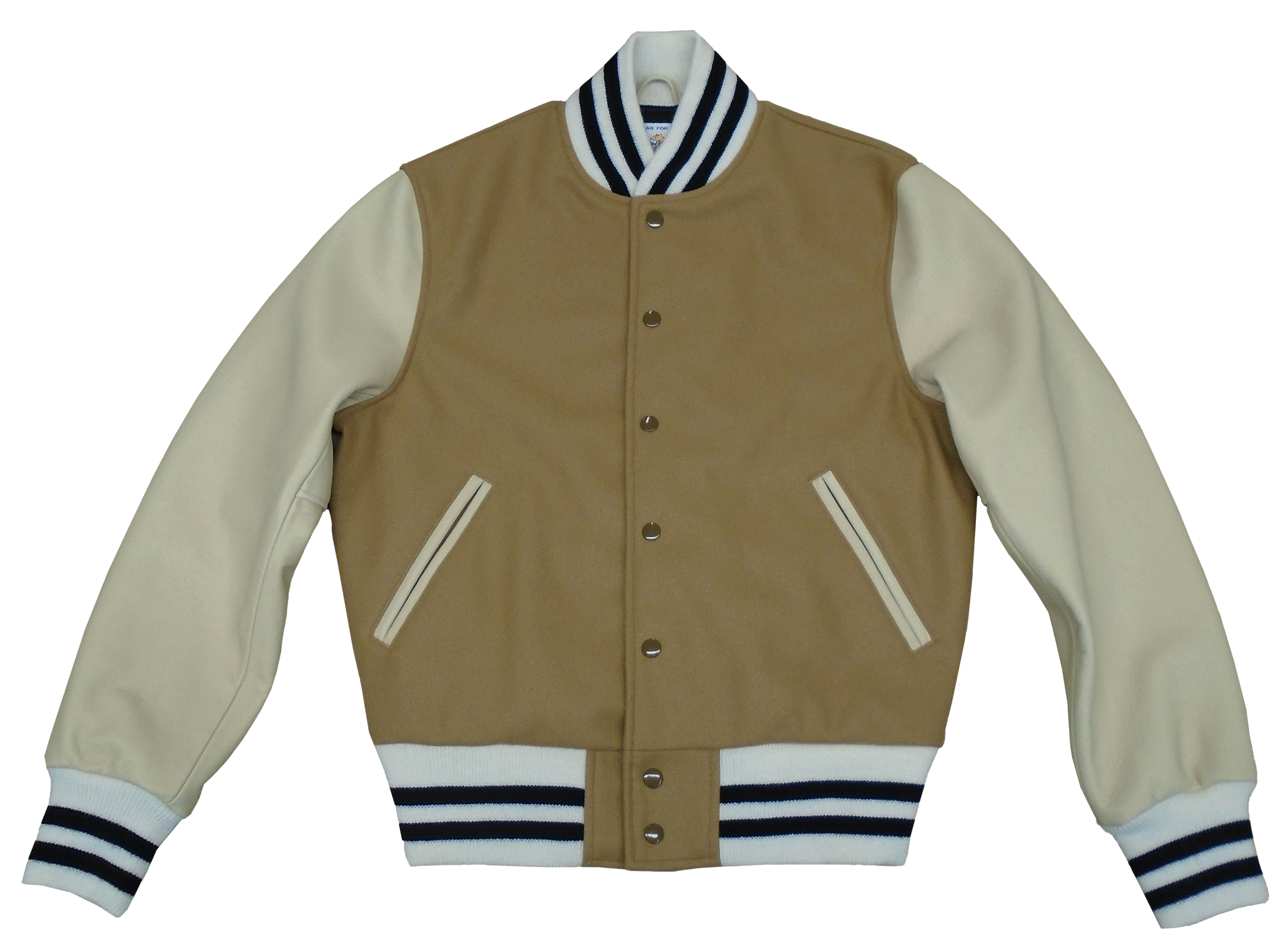 Camel/Beige Contemporary Fit Varsity Jacket - Golden Bear Sportswear 